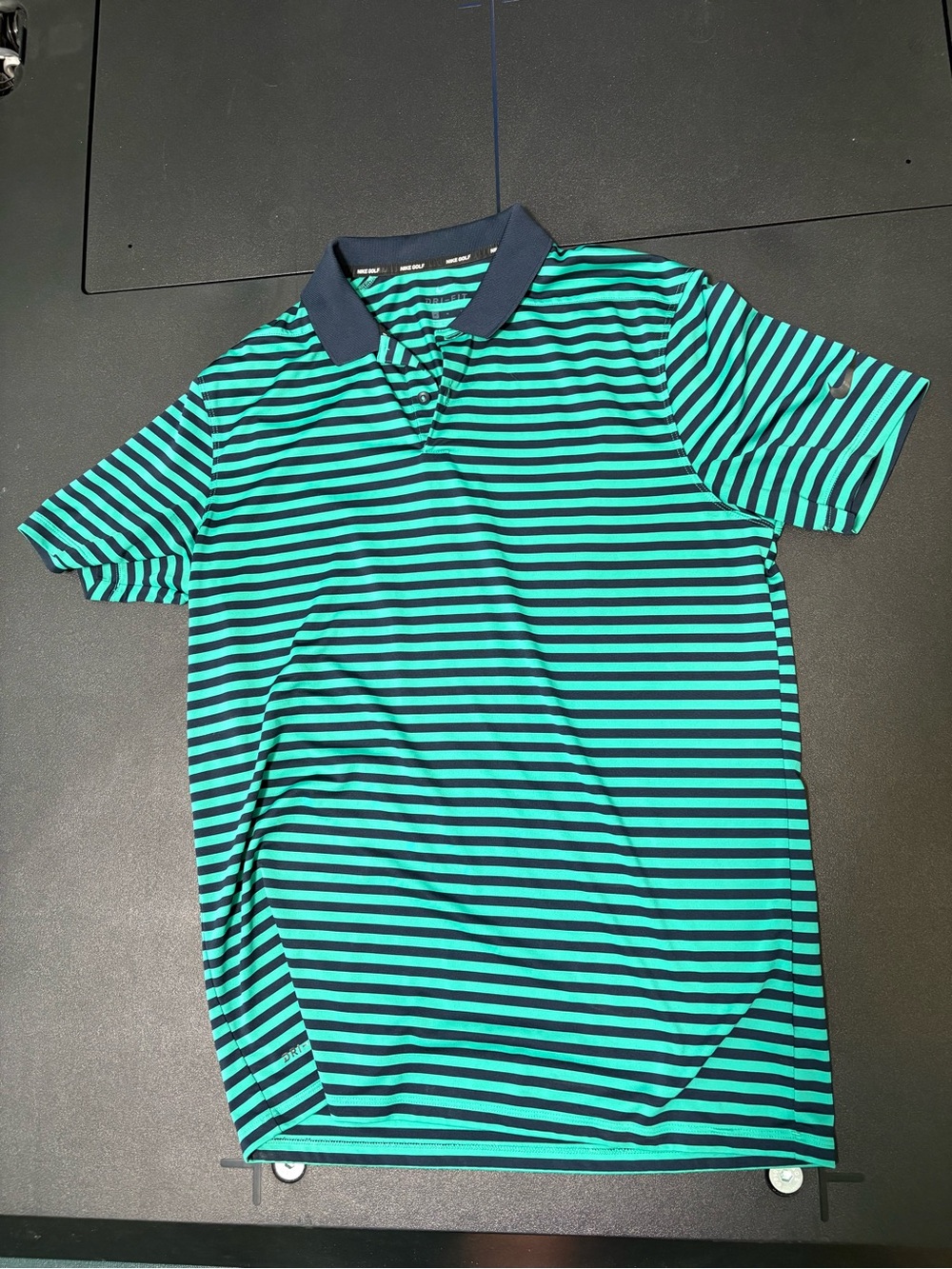 Men's Striped Polo Shirt in Teal and Navy
